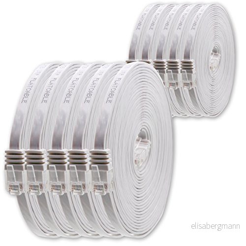 1,5 m vit 10 stycken Cat.6 platt nätverkskabel Cat6 kabel ultra patchkabel 1000 Mbit/s Gigabit LAN (RJ45) smal mikro 4251073633930 1,5 m vit 10 stycken Cat.6 platt nätverkskabel Cat6 kabel ultra patchkabel 1000 Mbit/s Gigabit LAN (RJ45) smal mikro 4251073633930