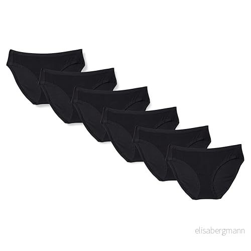 Amazon Essentials kvinnors bomull bikini trosor underkläder (finns i plusstorlek), paket med 6, svart, 1X 194223929153