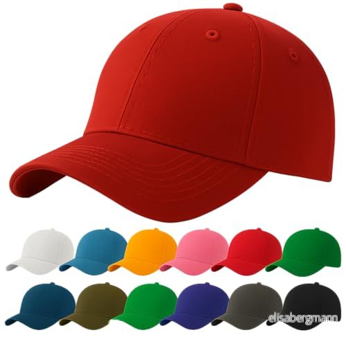 4sold Baseballkeps unisex, i bomull, ren färg, baseboard basebollkeps, röd, En Storlek 5056069946631