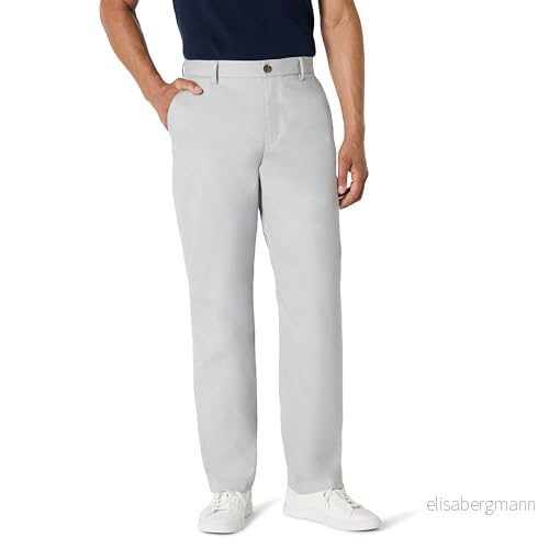 Amazon Essentials herr Classic Fit skrynkelbeständig platt framsida chinos byxa (finns i stor och hög), ljusgrå, 32 B x L 191770608456