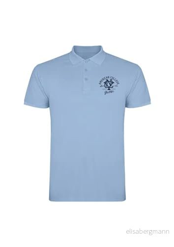 AMERICAN COLLEGE USA Pikétröjor sport andas tryckta blandade kläder herr och dam casual modell ACPLW6 himmelsblå L, turkos, L 3666052662169