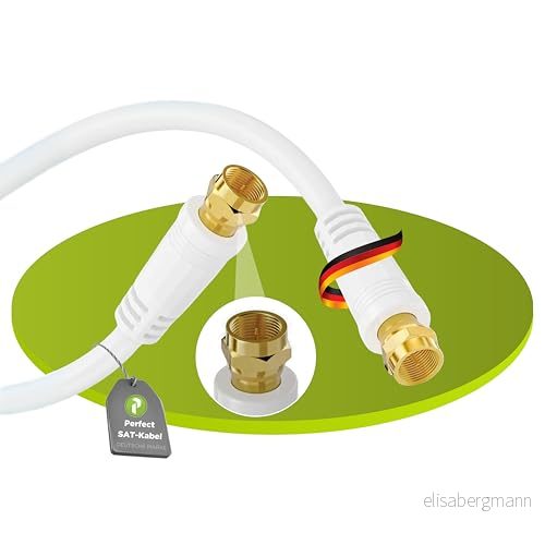 Perfekt satellitkabel, antennkabel, koaxialkabel, F kontakt med kontakt, 3,00 m, vit 4260568288449