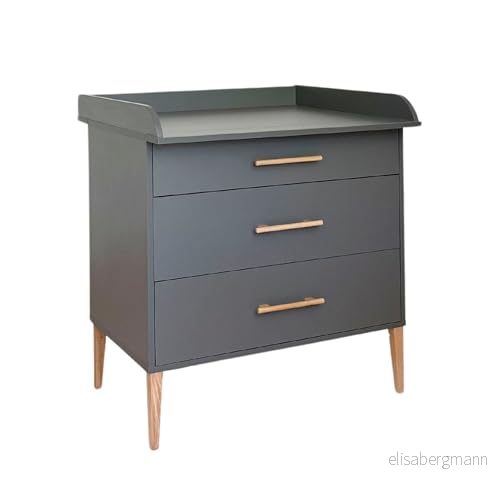 ATB Vit byrå med avtagbar skötbord MDF av hög kvalitet Tysta lådor Barnmöbler Barnrumsinredning Modern design Mångsidig och platsbesparande (grå) 5904824377094