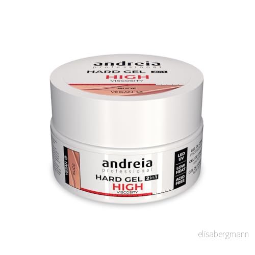 Andreia Professional Hård nagelgel bifasisk 2 i 1 LED et UV gel nagelbyggare hög viskositet för hårda starka spikar spetsar och förlängningar uppbyggnadsgel naglar färg naken 22 g 5603927888857