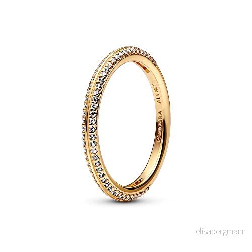 Pandora ME 14k guldpläterad ring med klar kubisk zirkonia, 48 5700303007403