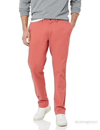 Amazon Essentials herr Skinny Fit Casual Stretch Chino byxa, tvättad röd, 38 B x 29 L 196433109790