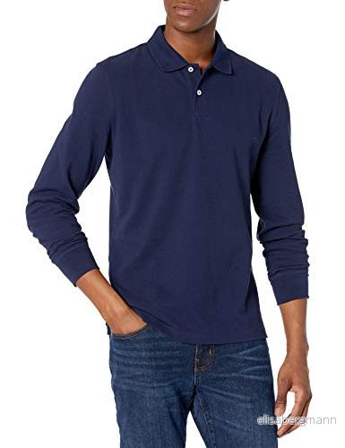 Amazon Essentials Herr Slim-Fit Långärmad Pique Polo, Marinblå, Small 195111254364