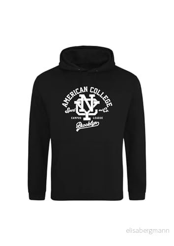 AMERICAN COLLEGE USA tröja med tryck varma kläder blandade män och kvinnor casual modell ACSCW6 svart L, svart, L 3666052673608