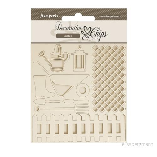 Stamperia dekorativa chips för scrapbooking, album, korttillverkning, bullet journalling och more, verktyg, laserskuren kortbordsformar, lätta att limma med, perfekt hobbyer, hantverk gåvor 5993110034216