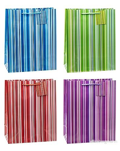 TSI 85315 presentpåsar COLORFUL LINES, förpackning med 12, storlek: Stor (H x B D 32 26 13,5 cm) 4022792953155