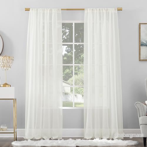 Nej. 918 Mallory Sheer Rod Pocket Gardin Panel, 150 cm x 213 cm, äggskal 29927597325