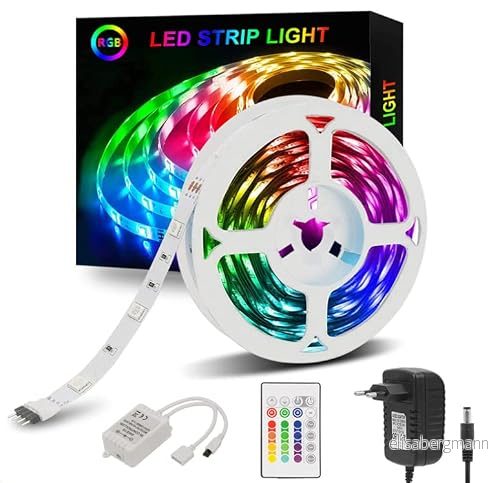 Sylvvin LED-remsa 5 m RGB - 5050 upplysta LED-remsor med fjärrkontroll, 16 färgförändringar, 4 lägen för hem, skåpdekoration, sovrum, TV 731716513415