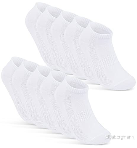 10 Par Sneaker Strumpor Herr Dam Ankelstrumpor Andas med Mesh Bomull Svart Vit Grå 16510 (35 38 Vit) 4054536083712