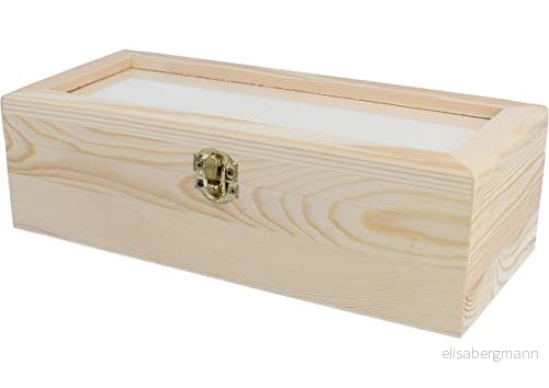 INNSPIRO Massiv furulåda med glas och avdelare 29,5 x 12,5 8,8 cm. 8428885076262