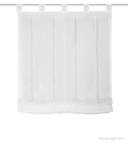 HOME FASHION 79609 Looprullgardin ALENDAST tillverkad av effektvoile med längdremsor, färg: vit 140 x 100 cm 4056751438353