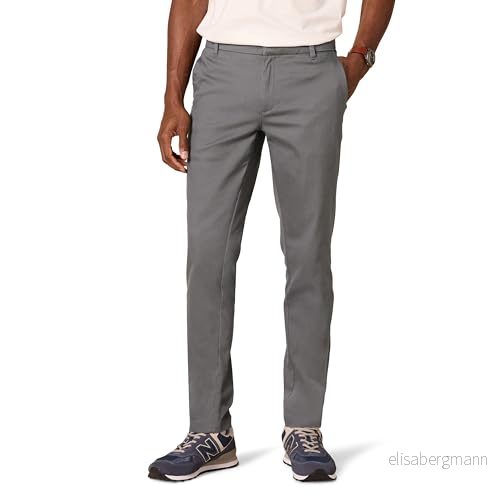 Amazon Essentials Herr Slim Fit Skrynkelbeständig platt framsida, stretch Chino byxa, Träkol, 28 B x 30 L 196433818296