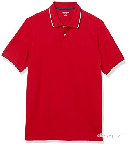 Amazon Essentials mäns Regular-Fit bomull pikétröja (finns i stor och lång), röd/marinblå/vit, XX-Large 194223585045