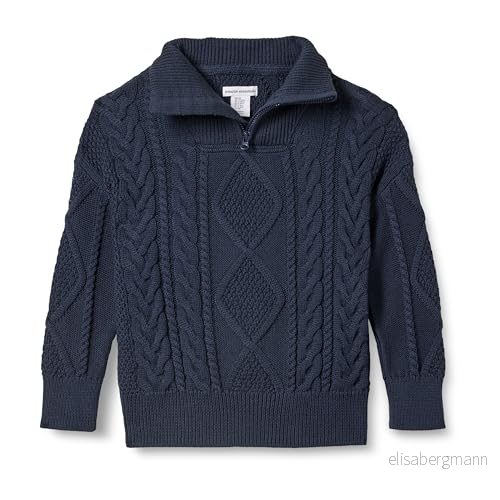 Amazon Essentials stickad tröja med dragkedja för pojkar och lös passform, marinblå, 9 år 197153112459