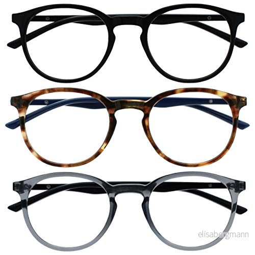 OPULIZE träffade 3 pack läsglasögon stora runda svart brun grå herr dam vårgångjärn RRR60 127 +0,00 5055955363804