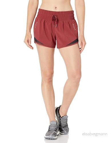 Amazon Essentials dam standard fit rynkad midjeband vävd löpning kort (tidigare Core 10), rubinröd, Large 195111000558