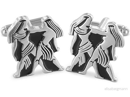 TEROON manschettknappar stjärntecken astrologi silverfärger, stjärntecken: tvillingar, Silver, utan sten 4250489610726