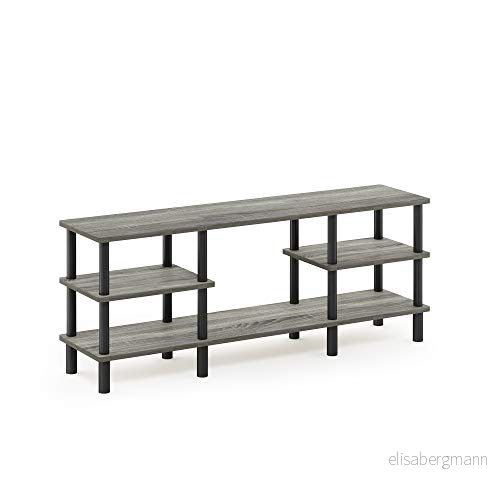 Furinno Toolless TV ställ, trä, fransk ek grå/svart, en storlek 810006771282