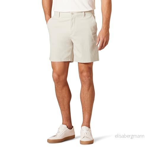 Amazon Essentials herr Slim Fit 7" stretch chinos kort, sten, 42 197153019499