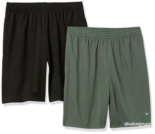 Amazon Essentials Men's Performance Tech shorts med lös passform (finns i Big & Tall), Pack of 2, Olivgrön/Svart, M 195111305394