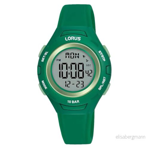 Lorus pojkar digital kvarts klocka med silikonarmband R2391PX9, Grön 4894138362149