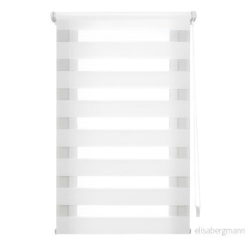 INTERBLIND rullgardin för natt och dag utan verktyg EasyFix storlek 110 x 220 cm bredd höjd borrstorlek tyg 107 215 vit 8434363574472