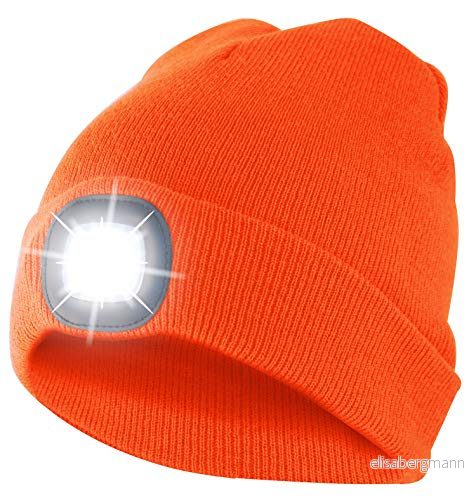 FYR: Mössa med laddningsbar LED strålkastare. Orange 8003910107458