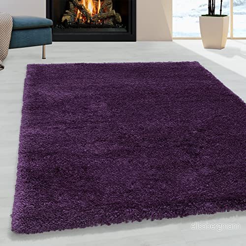 Giantore Luggmatta lång lugg, enfärgad, gosig vardagsrum (lila, 80 x 250 cm) 4255655807665