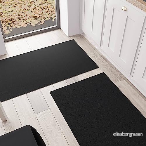 PETTI Artigiani Italiani Köksmatta, Kökslöpare, Tvättbar Halkfri Löparmatta Kök, Enfärgad Matta 52 x 380 cm Svart, 100% Tillverkad i Italien 8056897030677