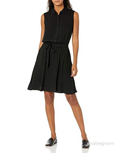 Amazon Essentials ärmlös vävd skjorta klänning för kvinnor, svart, Medium 194223977253
