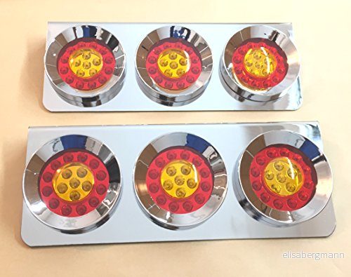 24/7Auto 24V rostfritt stål fodral 3 runda LED bakljus lampor släpvagn lastbil chassi vänster + höger 6933512894321