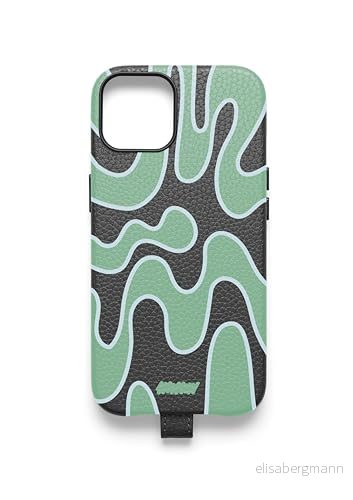 UNTAGS iPhone 12/12 Pro Graphic Tour Cover lädereffekt material mjuk mikrofiber inuti repfri svart 8018080442483