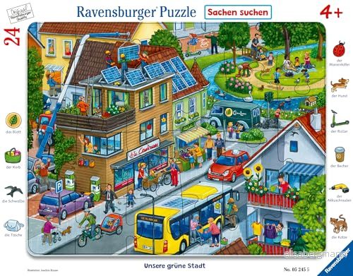 Ravensburger Barnpussel Vår gröna stad 24 delar rampussel för barn från 4 år med sökspel 4005556052455