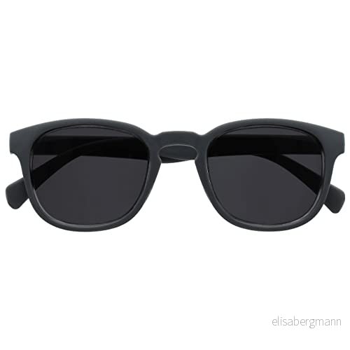 Opulize Pop solläsglasögon klassisk retro rund tjock ram fjädergångjärn repbeständig tonad lins UV400 skydd matt grå män kvinnor S2 7 +3,50 5055955357360