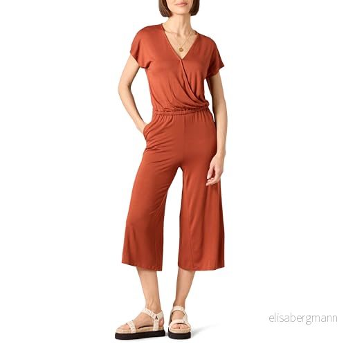 Amazon Essentials dam kortärmad Surplice beskuren overall med brett ben, lera, XX Large 195111429120