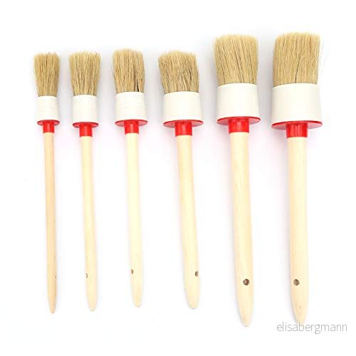 6 st krita grishårborste och vaxborste, kritborste set för möbler & oljemålning (20 mm 25 30 35 40 45 mm) 715990186671