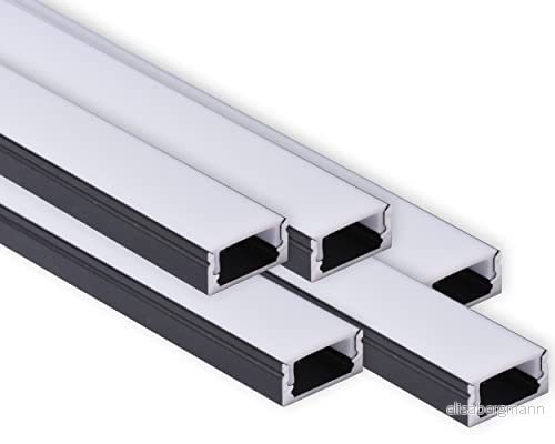 AFTERTECH 5 x 2 meter (10 m) 1708N 17 8 mm aluminiumprofil svart för streck LED STRIPS HÅRD STRIP m + lock (5 1708 milk) 8052532913886