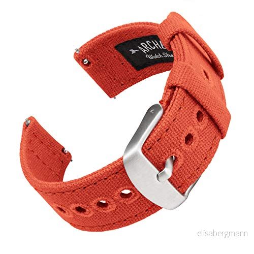 Archer Watch Straps Klockarmband i Canvastyg för Herr och Damklockor med Snabbkoppling (Tangelo Orange, 18mm) 810054472339