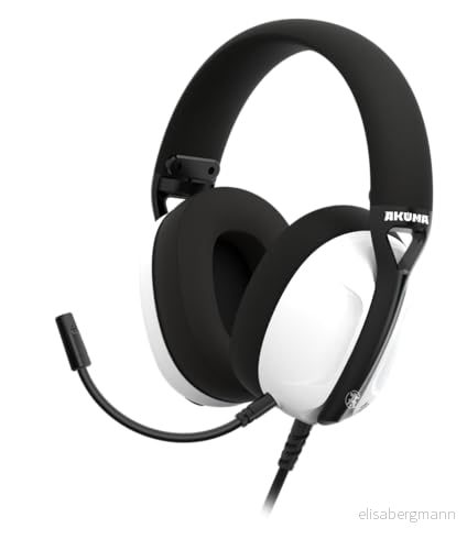 AKUMA SEINEN H03 trådbundet spelheadset med ultralätt mikrofon 3,5 mm ljuduttag, kompatibla PC, Xbox, PS4, PS5, Switch, mobil vit 3663111183580