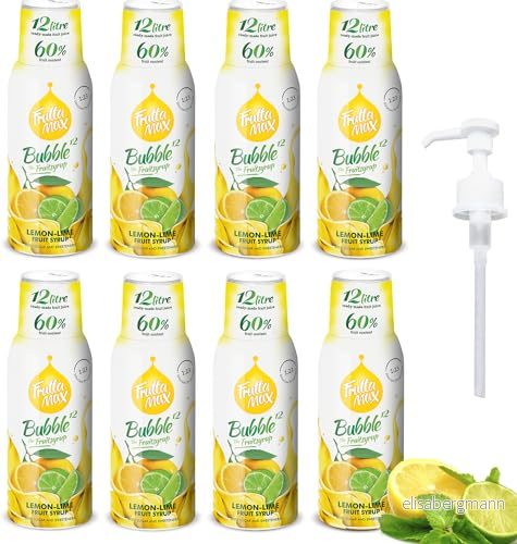 8 pack FruttaMax Fruktsirapskoncentrat Mindre socker med 60% fruktinnehåll lämplig för läskmaskin (8 x 500 ml) Citron Lime) 4361054014150