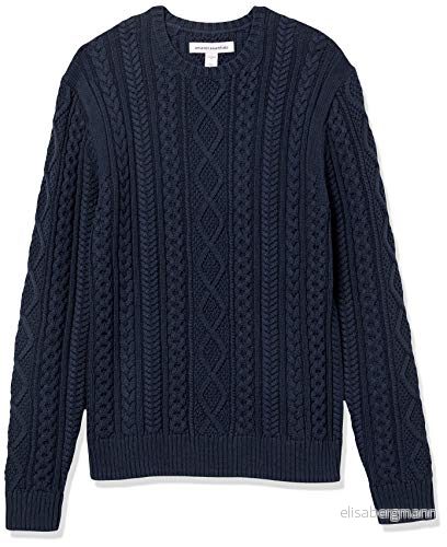 Amazon Essentials Herr långärmad 100% bomull fiskare kabel rund hals tröja, marinblå, XX Large 195111093895
