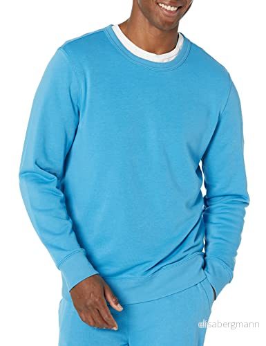 Amazon Essentials lätt långärmad fransk frotté rund hals sweatshirt för män (finns i stor och lång), turkosblå, medium 196433881047
