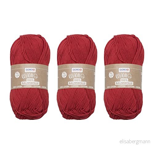 GLOREX 5 1004 52 Set med 3 bomull av 100% bomull, 50 g vardera, mångsidig, mjuk och tvättbar 7610877599427