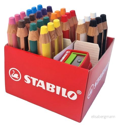 STABILO Woody 3 i 1 multitalent färgpenna färgpenna, vax och akvarell en enda produkt förpackning med 30 stycken 2 pennvässare 10 olika färger 4006381610827