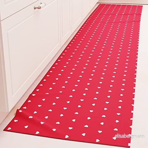 PETTI Artigiani Italiani Köksmatta löpare kök halkfri och tvättbar 52 x 140 cm röd söt design 100% tillverkad i Italien 5056411138103