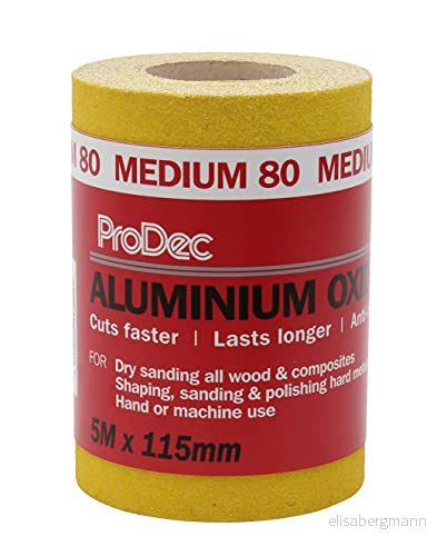 ProDec PACNV80 80 korn medium kvalitet gul aluminiumoxid slippapper 5 m x 115 mm rulle 5019200182923
